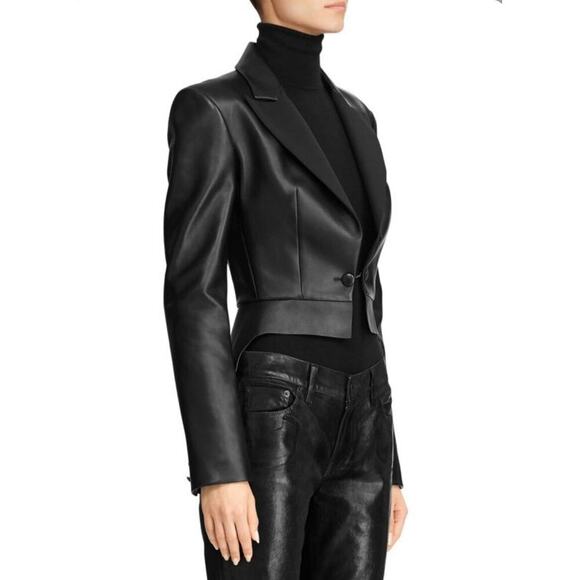 Ralph Lauren Collection Purple Label Black Leather Jacket Tailcoat Tuxedo $3490 - Picture 8 of 16